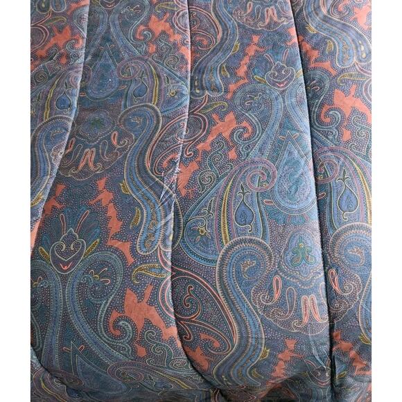 Ralph Lauren Rare DRIVER Full Queen Cotton Sateen Comforter Blue Paisley Purple - Picture 1 of 8